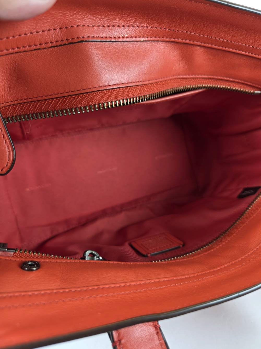 Coach Swager 27 Red Orange Leather Satchel Handbag Crossbody Bag - Picture 12 of 16